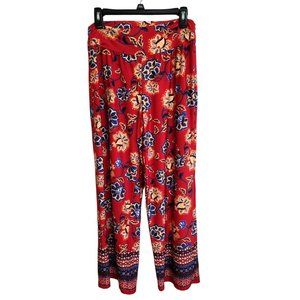 Apt. 9 High Waisted Wide Leg Flowy Pants in Red Gold Blue Size Junior's L